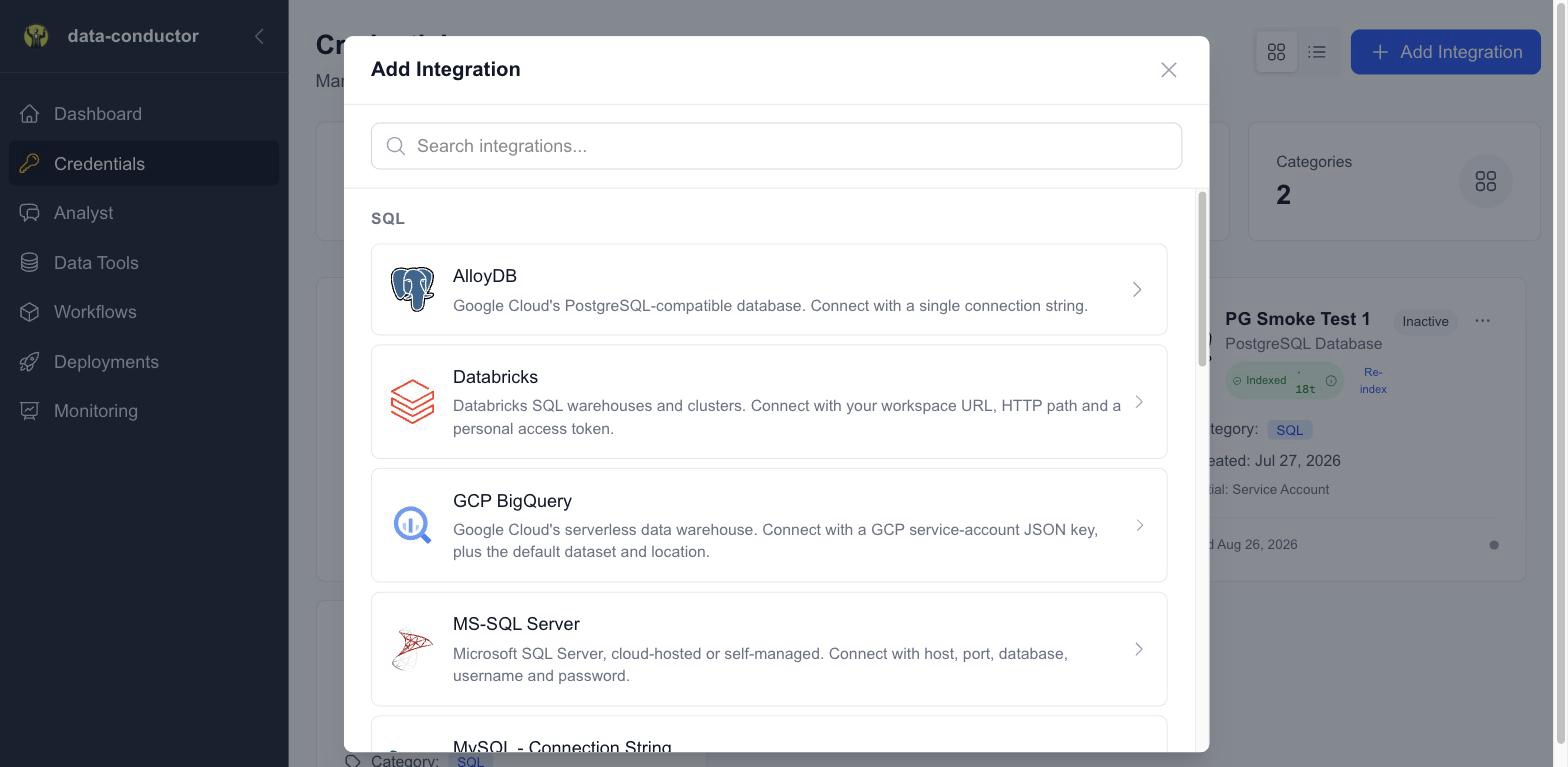 Supported database types