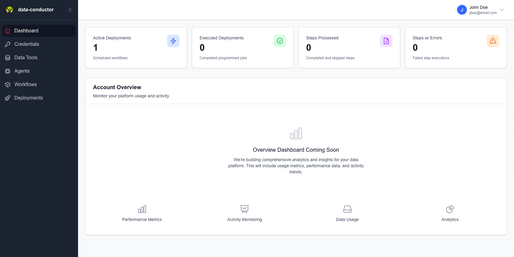 data-conductor Dashboard Overview