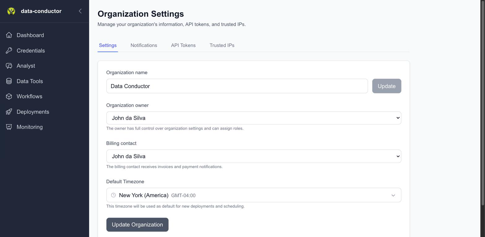 Organization settings